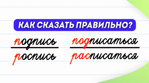 Поставить роспись или подпись? Посмотрите и вы запомните раз и навсегда! | Русский язык