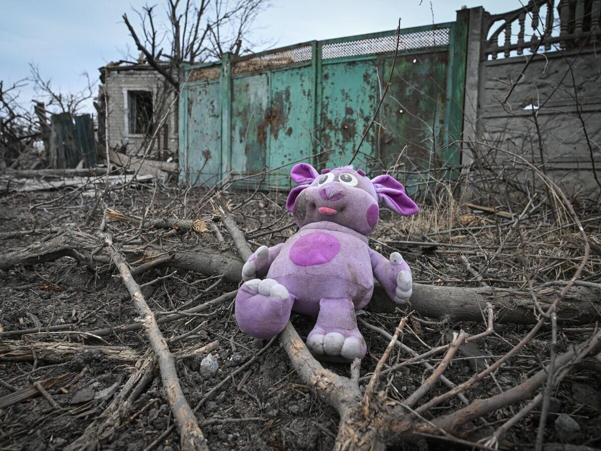    Детская игрушка на улице в Авдеевке© РИА Новости / Станислав Красильников