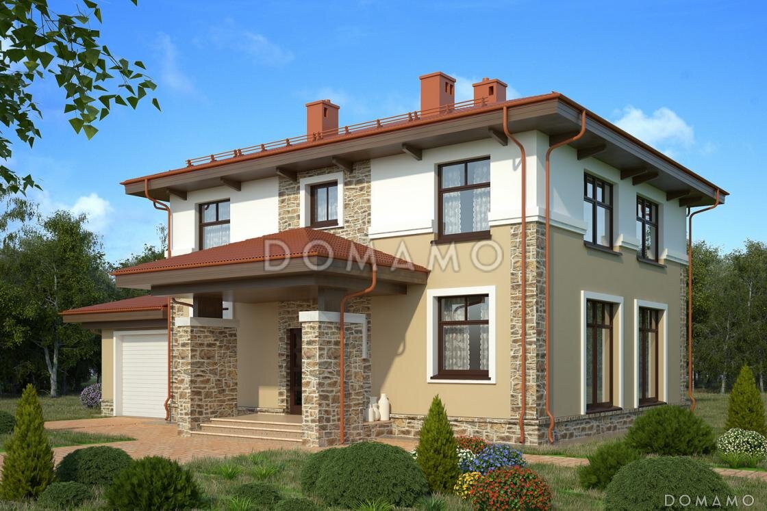 Проект D1692 — двухэтажный дом с камином