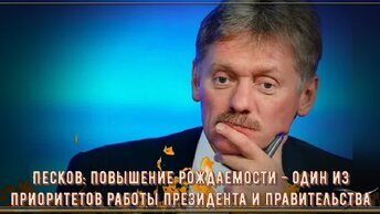 Песков - повышение рождаемости - один из приоритетов работы президента и правительства