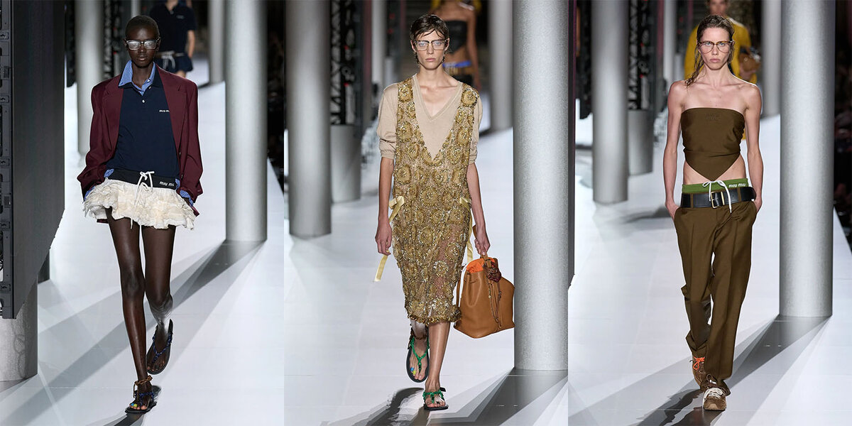 Модели на показе в образах Миу Миу 