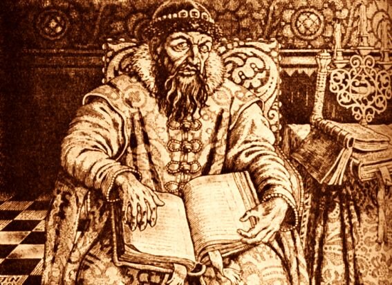 Иван Грозный со своими книгами. Современная миниатюра