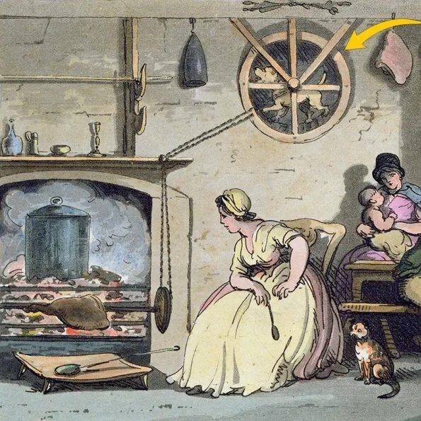 Вертельная собака на работе. Рисунок 1800 года