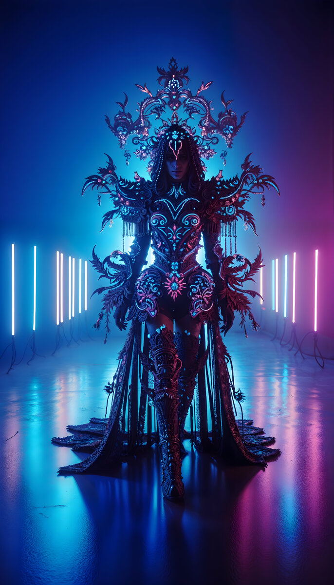 Высоко детализированная красивая девушка в шикарном платье 