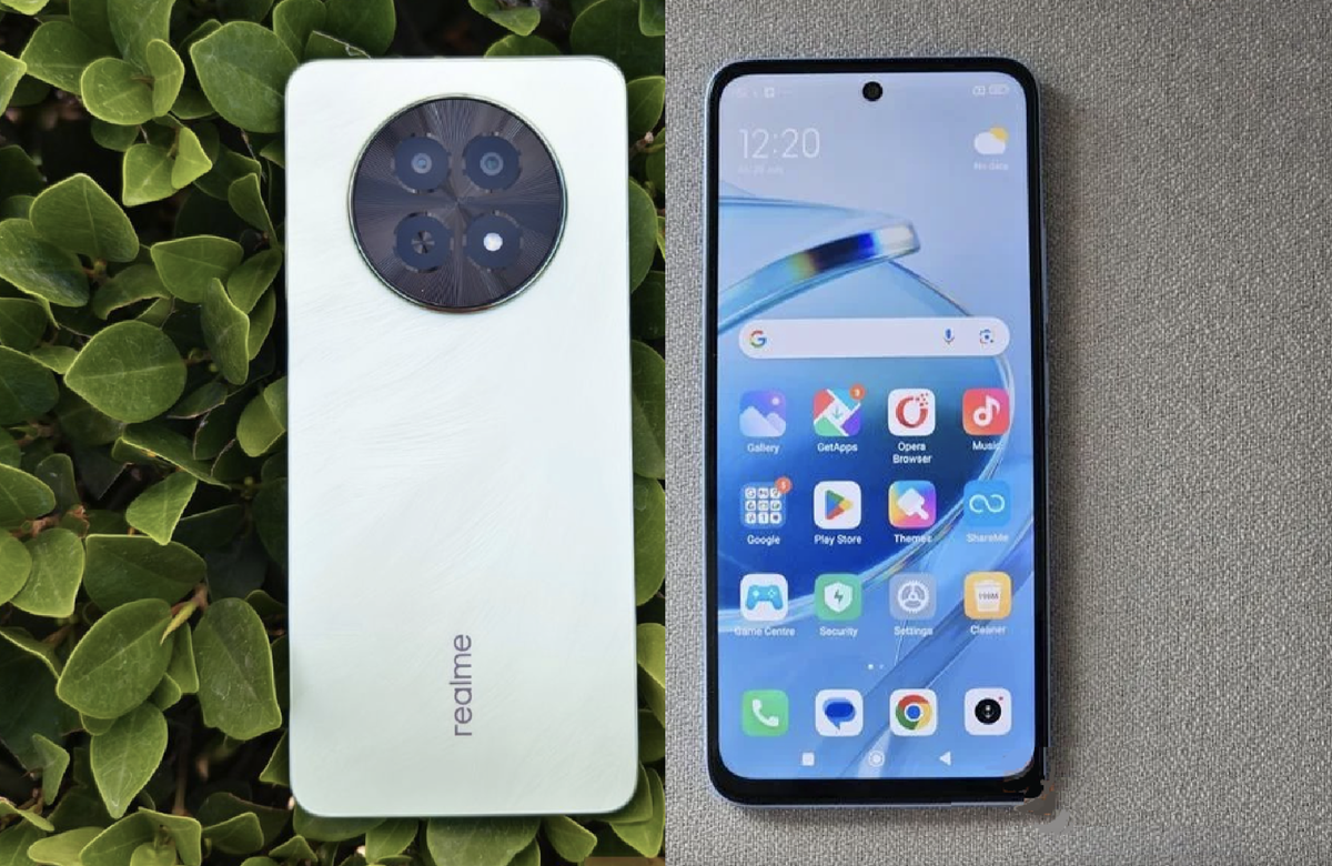 Realme C65 слева и Redmi 12 5G справа