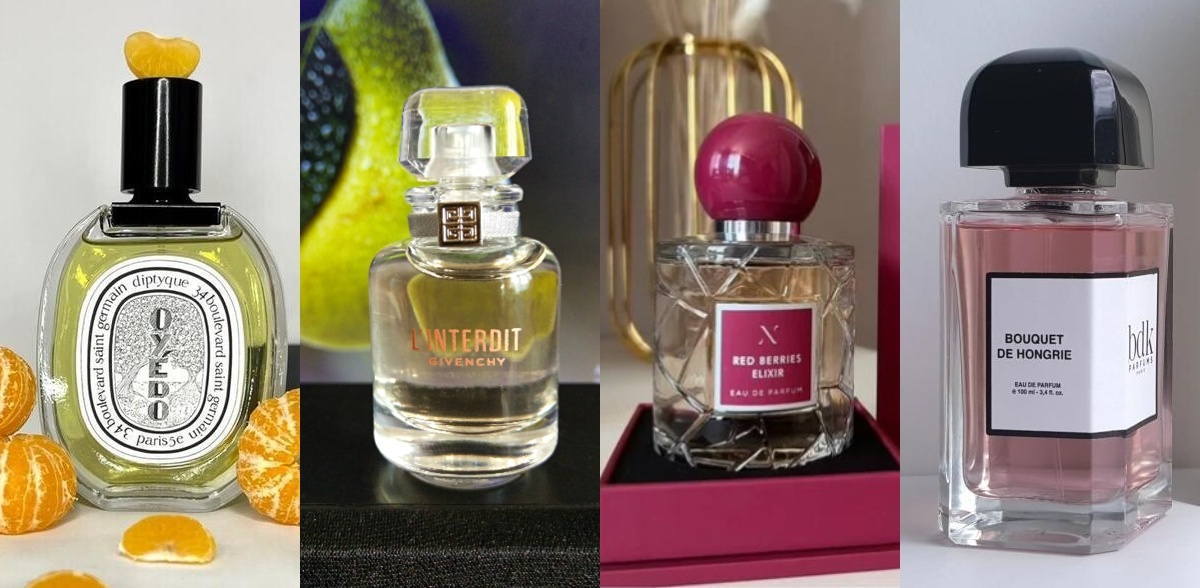 Oyedo Diptyque, L'Interdit Givenchy,  Red Berries Elixir Les Soeurs de Noe, Bouquet de Hongrie BDK.