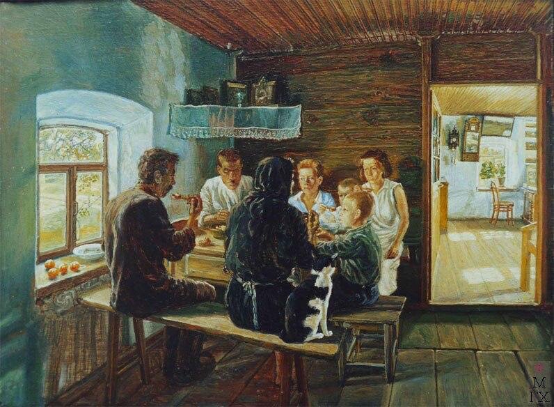 Михаил Климентов. «Семья за обедом». 1932