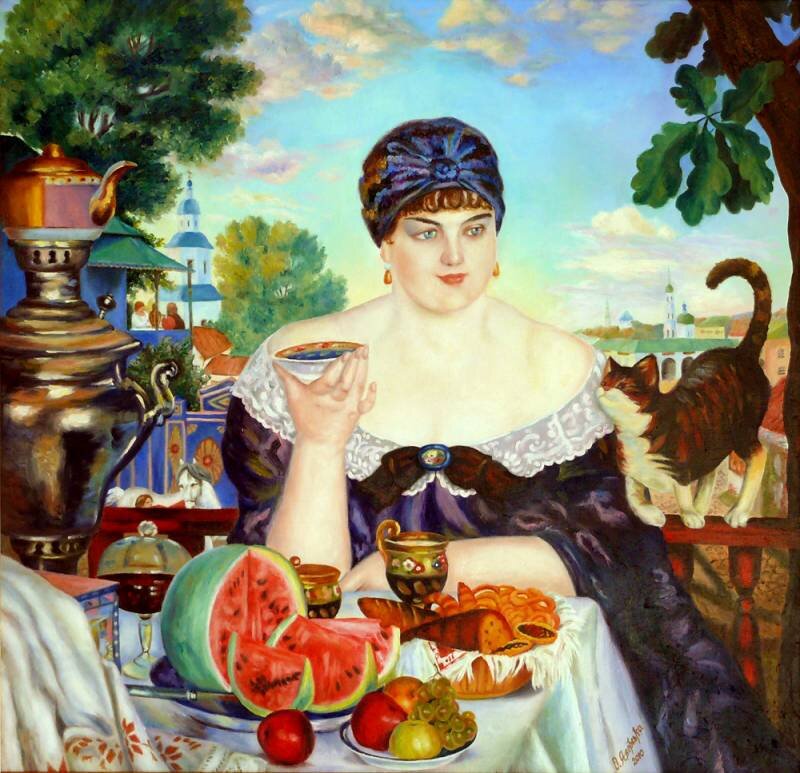 Борис Кустодиев. "Купчиха за чаем".Источник: Яндекс.Картинки