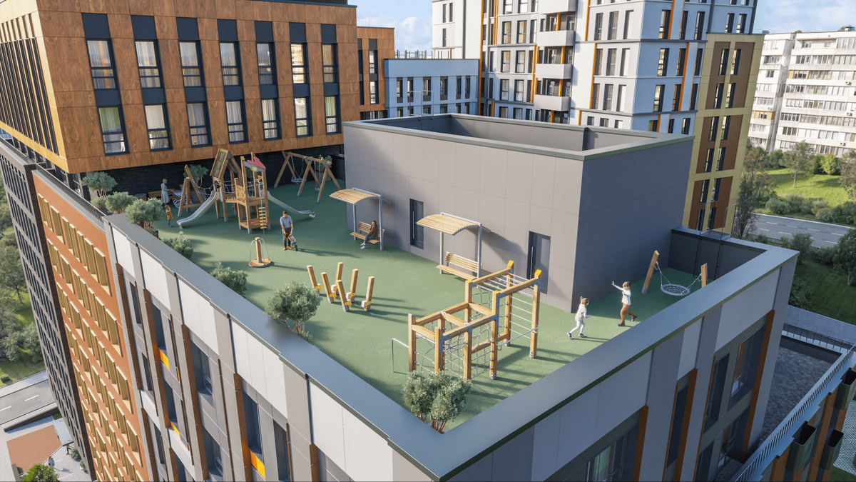 Детская площадка на эксплуатируемой кровле