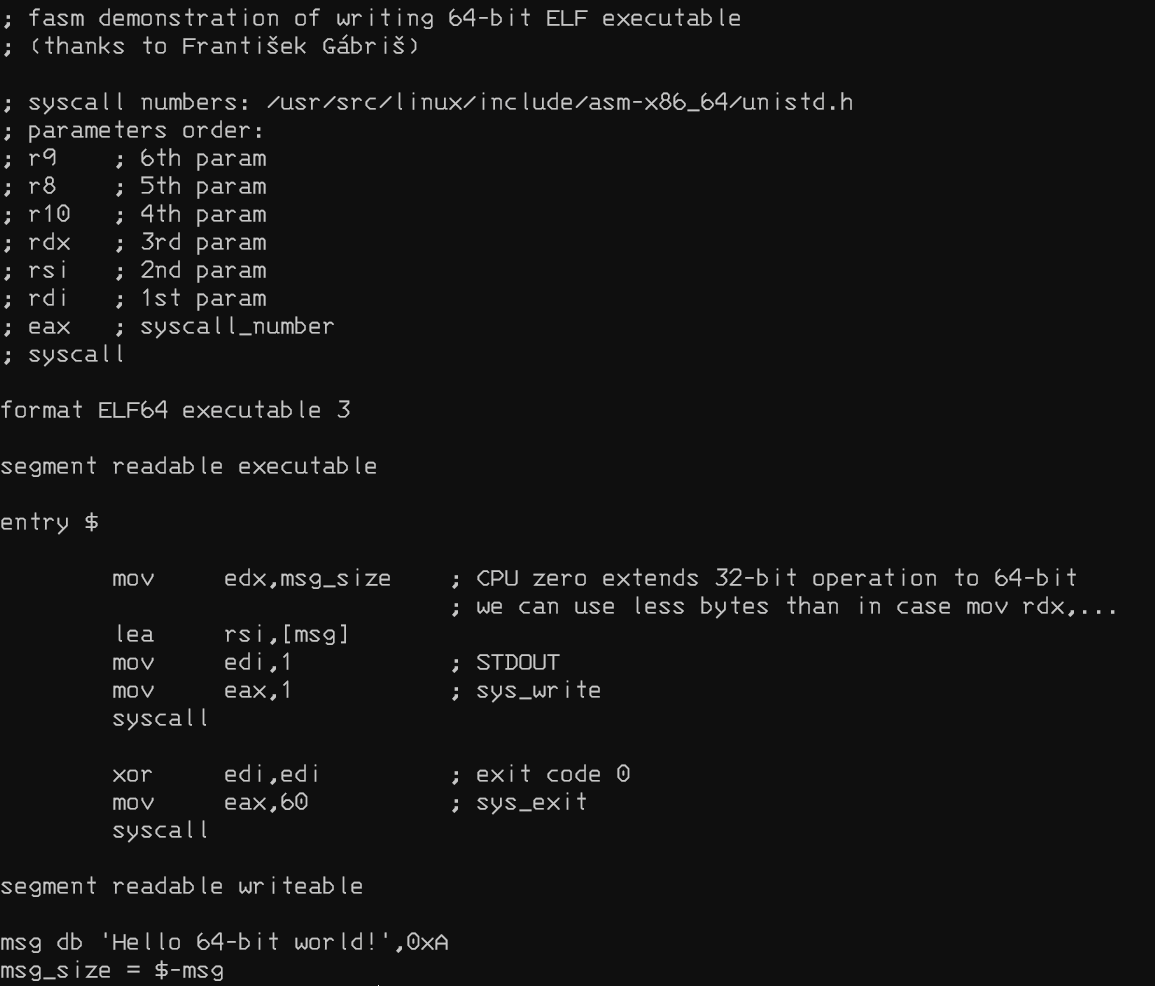 Исходник на FASM - я не стал утруждать себя и взял из примеров