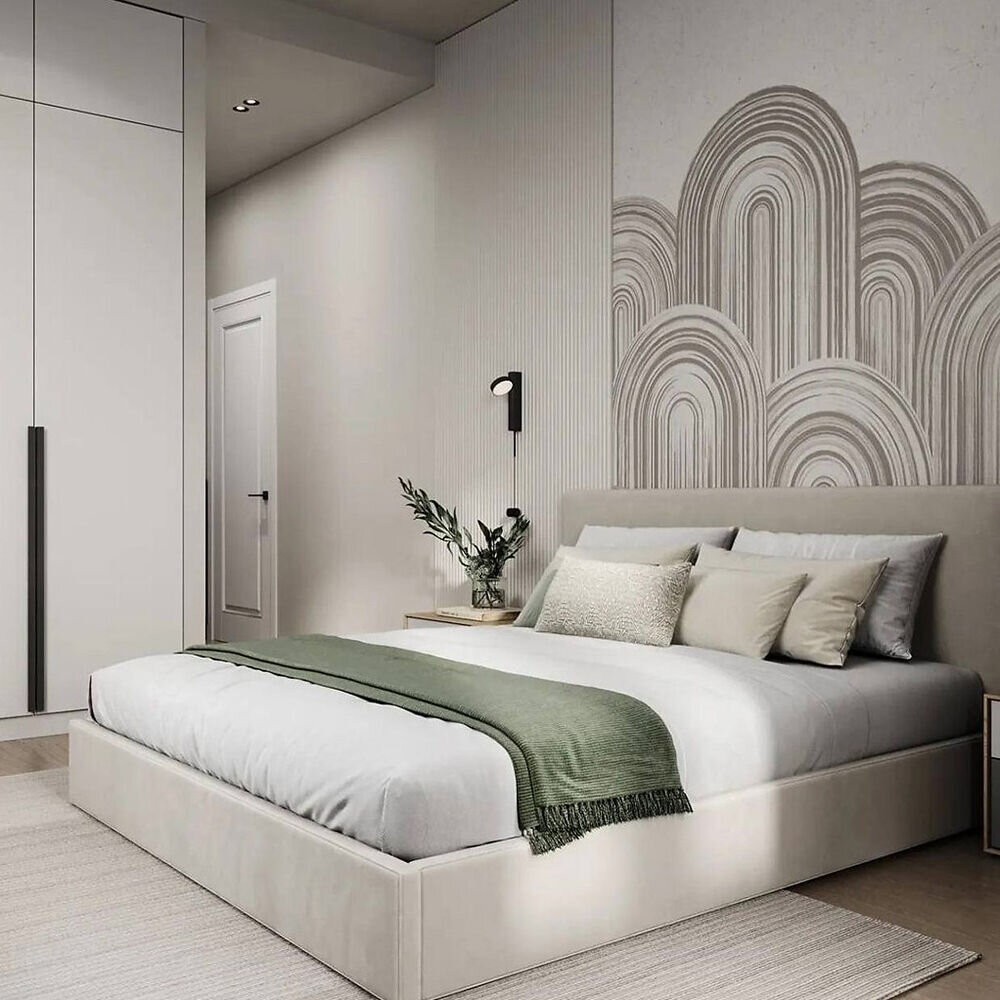     Крашеные стены + гипсовые стеновые панели + акцентное панно. Дизайн-проект Юлии Овчинниковой