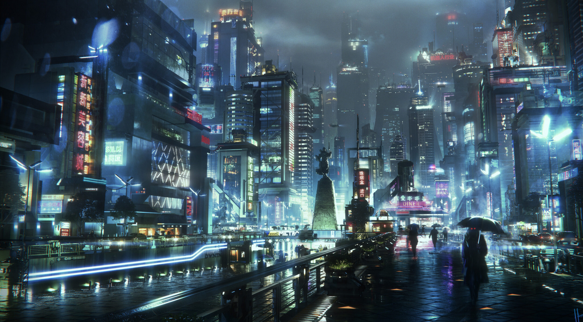 Город Найт Сити. Компьютерная игра Cyberpunk 2077.