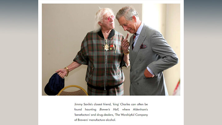 СКРИН С САЙТА VOICE OF LIBERATED CHILDREN. КОРОЛЬ КАРЛ  III, БУДУЧИ ЕЩЁ ПРИНЦЕМ ЧАРЛЬЗОМ, СО СВОИМ БОЛЬШИМ ДРУГОМ,  НЫНЕ ПОКОЙНЫМ ПЕДОФИЛОМ ДЖИММИ СЭВИЛОМ, ОДНОВРЕМЕННО ИЗВЕСТНЫМ ТЕЛЕ- И РАДИОВЕДУЩИМ.