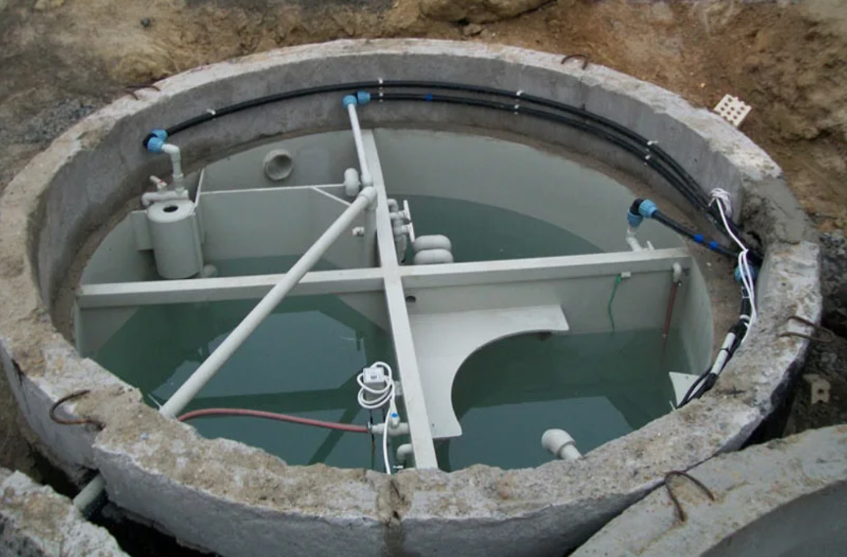 Аэрационная установка в бетонных кольцах