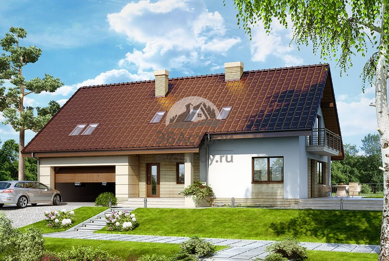 Проект дома с мансардой и гаражом 10 на 16 метров - 106-10