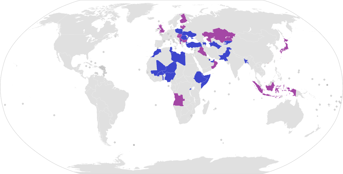 Синим цветом обозначены страны - у которых TB-2 уже стоит на вооружении, Фиолетовым - страны что ведут переговоры или ожидают поставки.