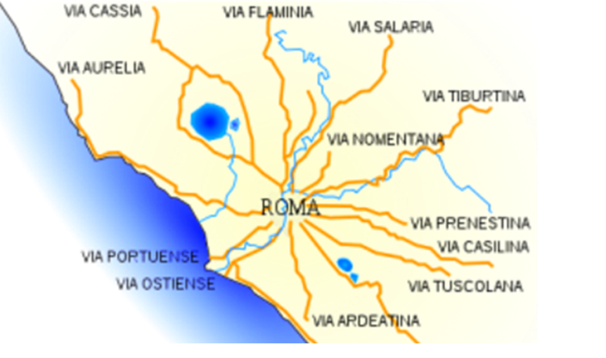 Сеть дорог в Древнем Риме в период расцвета империи