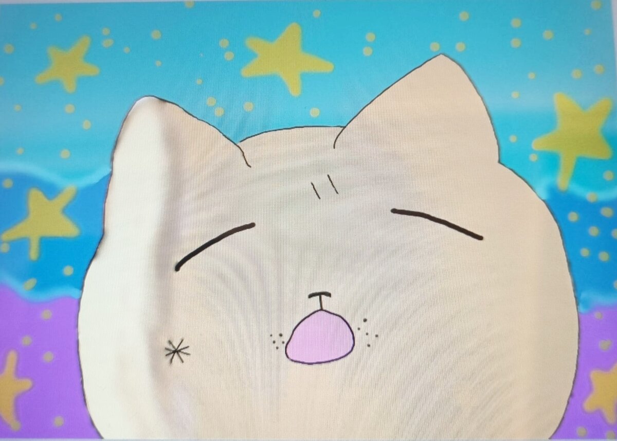 Спокойный кот от Карины, "хвостики" его не волнуют. 