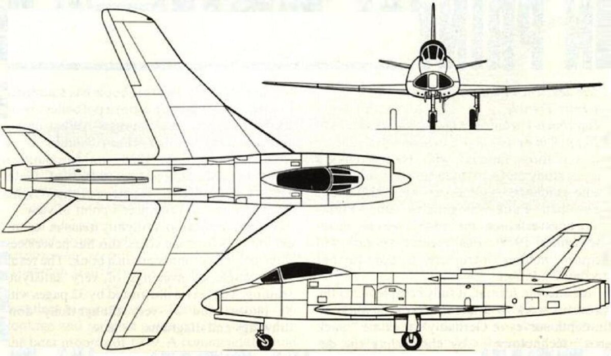  схема проекта истребителя Supermarine Type 545 (из коллекции Эрика Моргана)