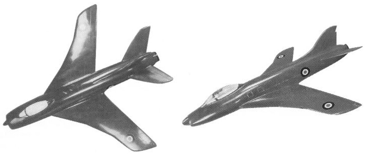  два снимка модели проекта истребителя Supermarine Type 545