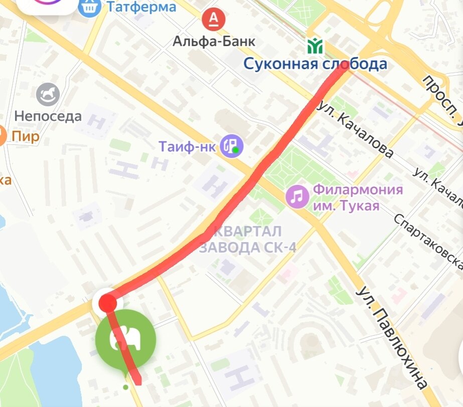 Маршрут от ст. м. Суконная Слобода