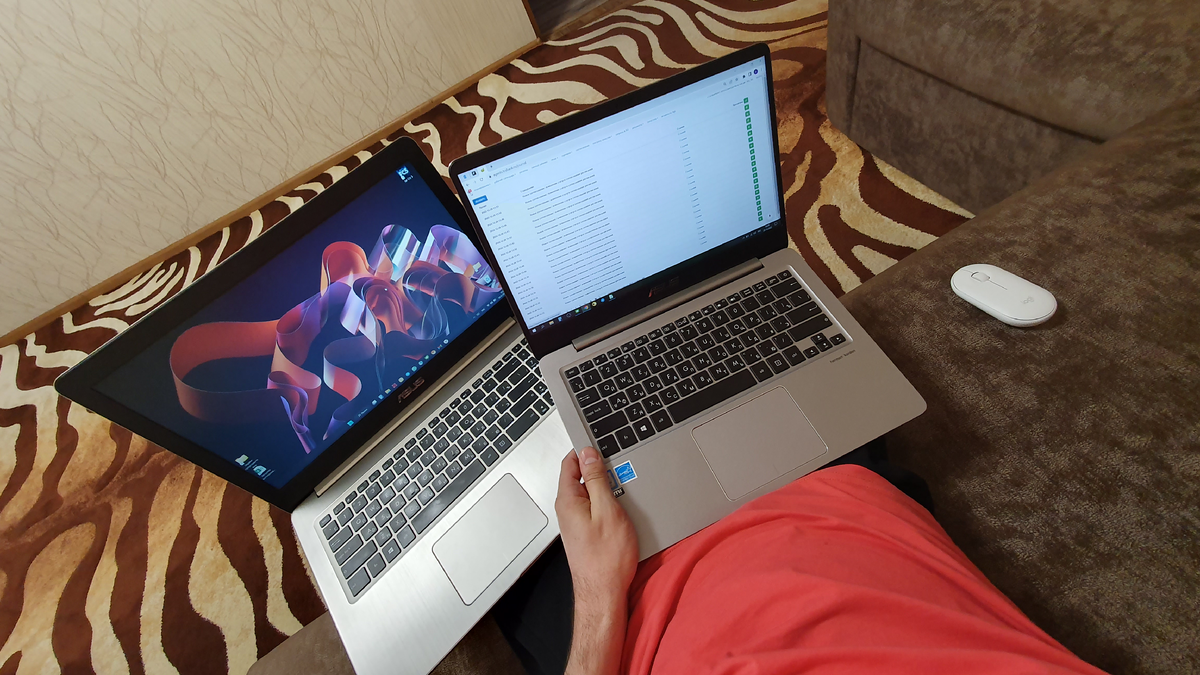 Работаю за двумя ноутбуками