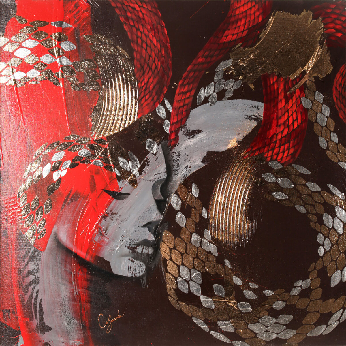 Скорпион. Холст, масло, акрил, поталь. Формат: 100х100х4 см.