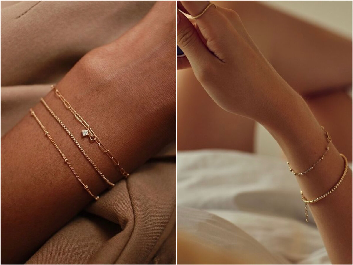 И сегодня это не просто золотая цепочка - минималист. браслеты в 2024 выглядят шикарно!