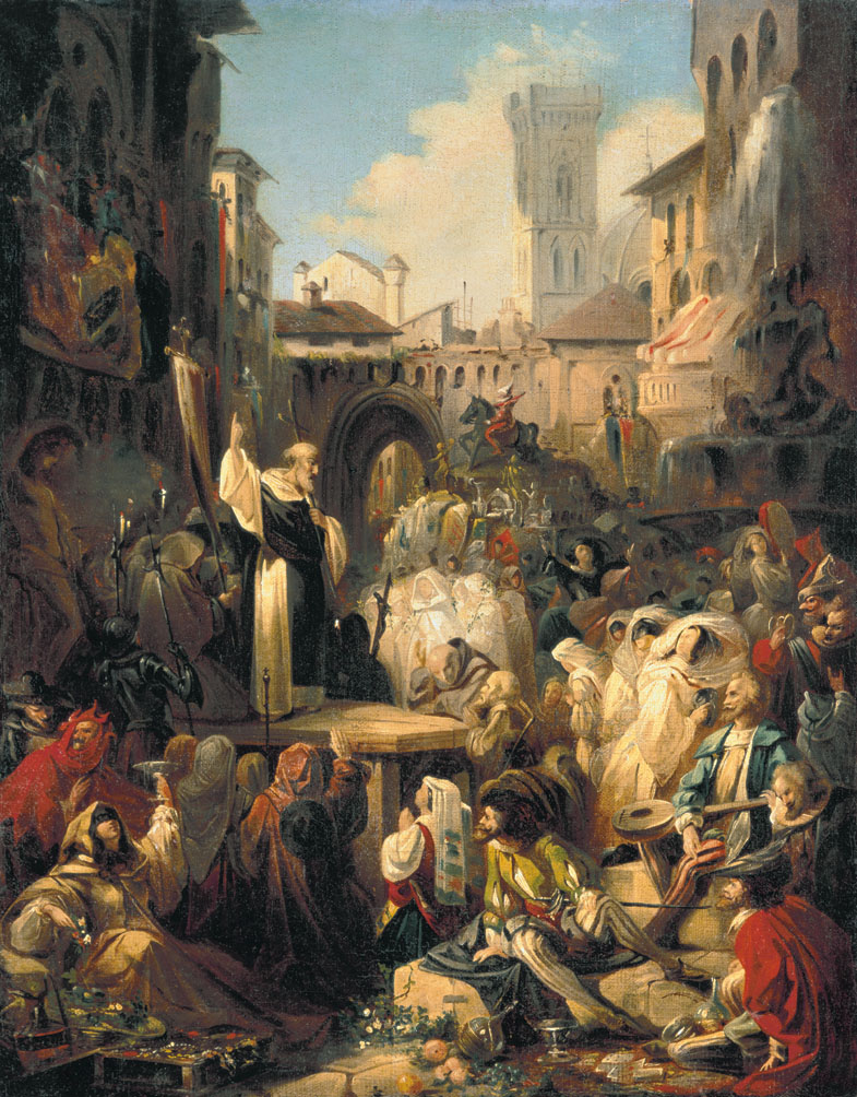 Проповедь Савонаролы во Флоренции. Николай Ломтев. 1850.