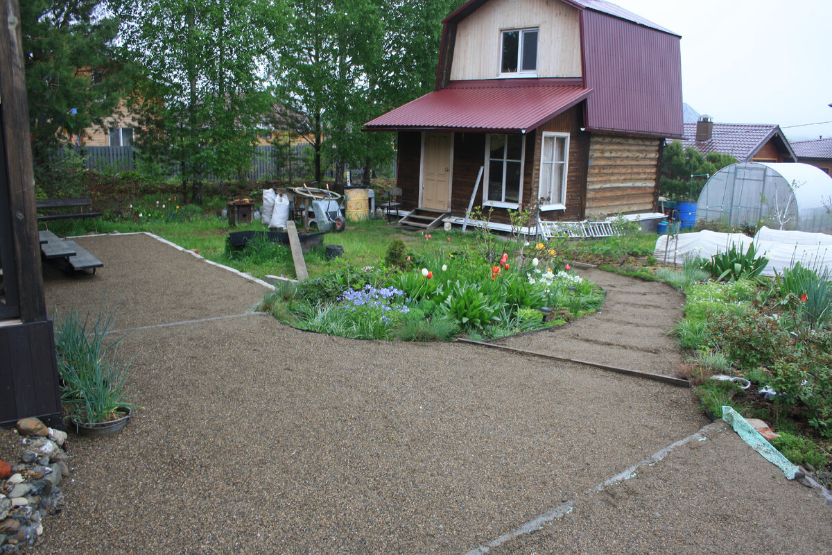 2024 г - вид с террасами из гранитного отсева - подготовка к укладке плитки