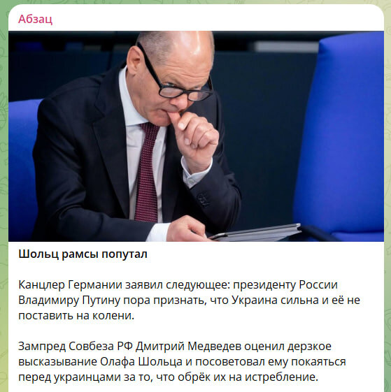    Скриншот//t.me/absatzmedia