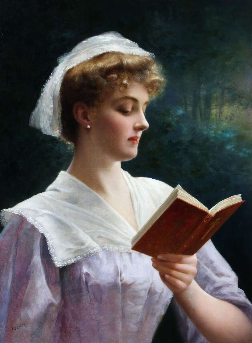 Эмиль Вернон, "Молодая дама, читающая книгу"