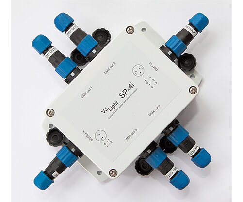 VJLight SP-4i - Герметичный IP68 (IP67) DMX сплиттер 4 выхода, всепогодный. https://shop.show-device.ru/VJLight-SP-4i.html