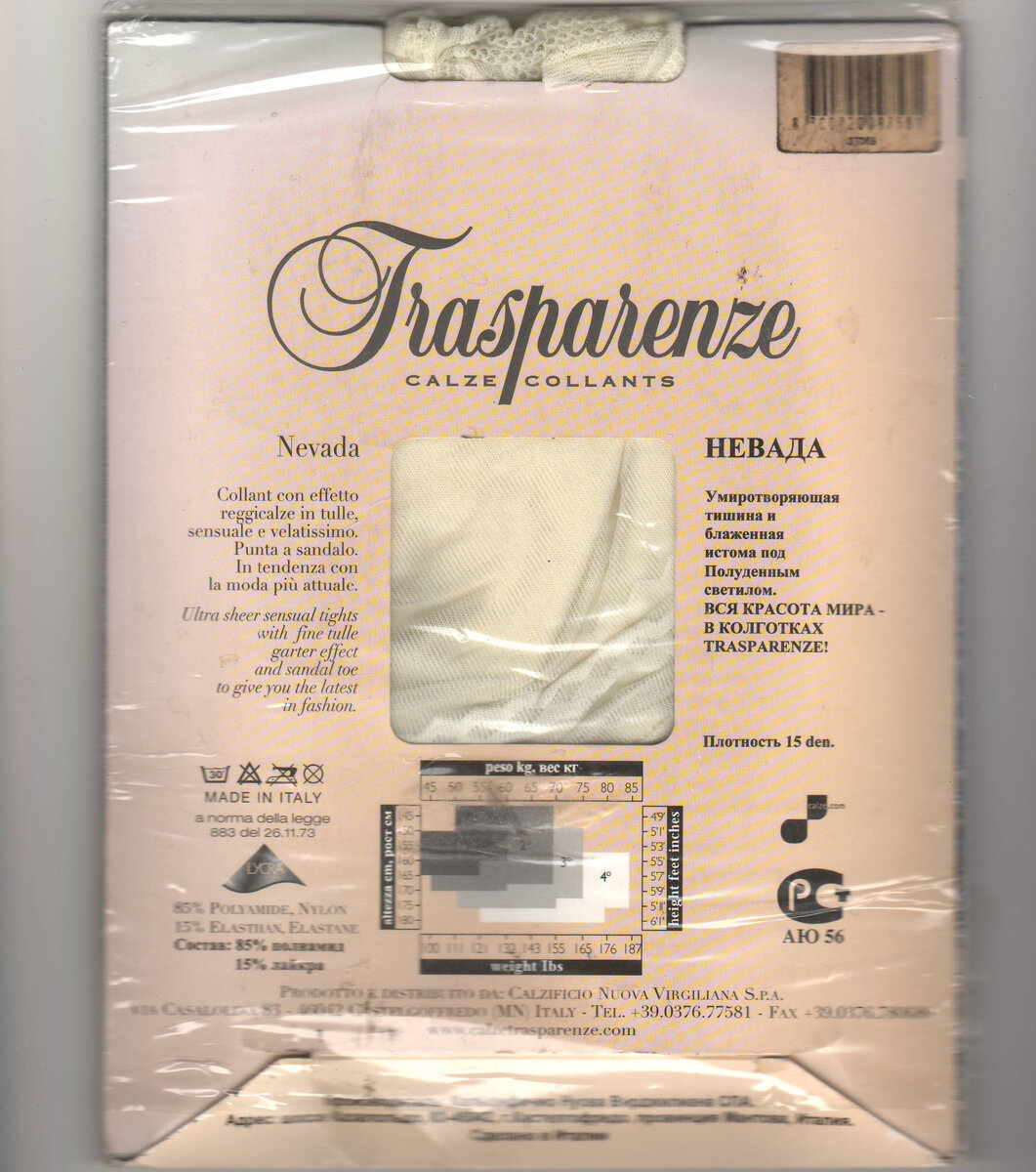 Фото оборота упаковки в которой находятся колготки автора