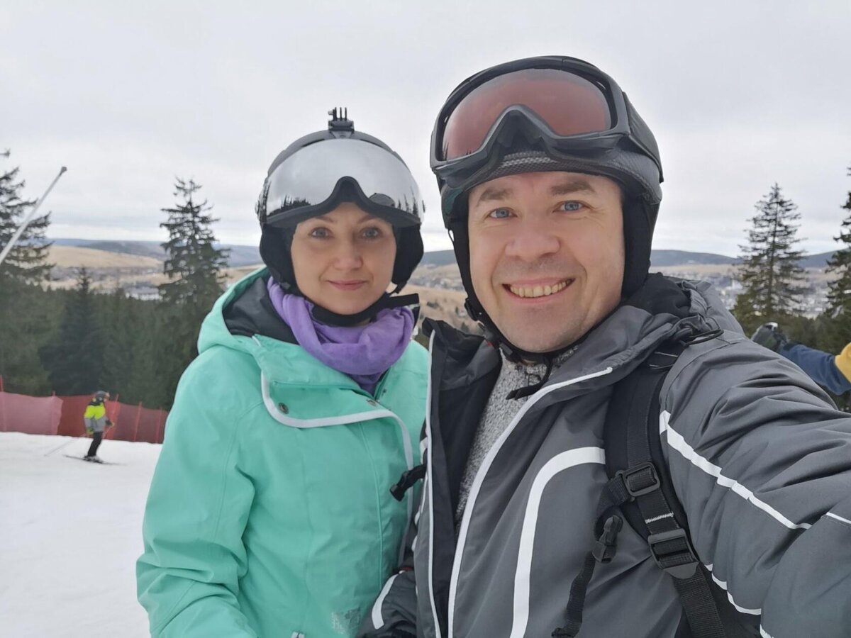 С женой Женей в Альпах.