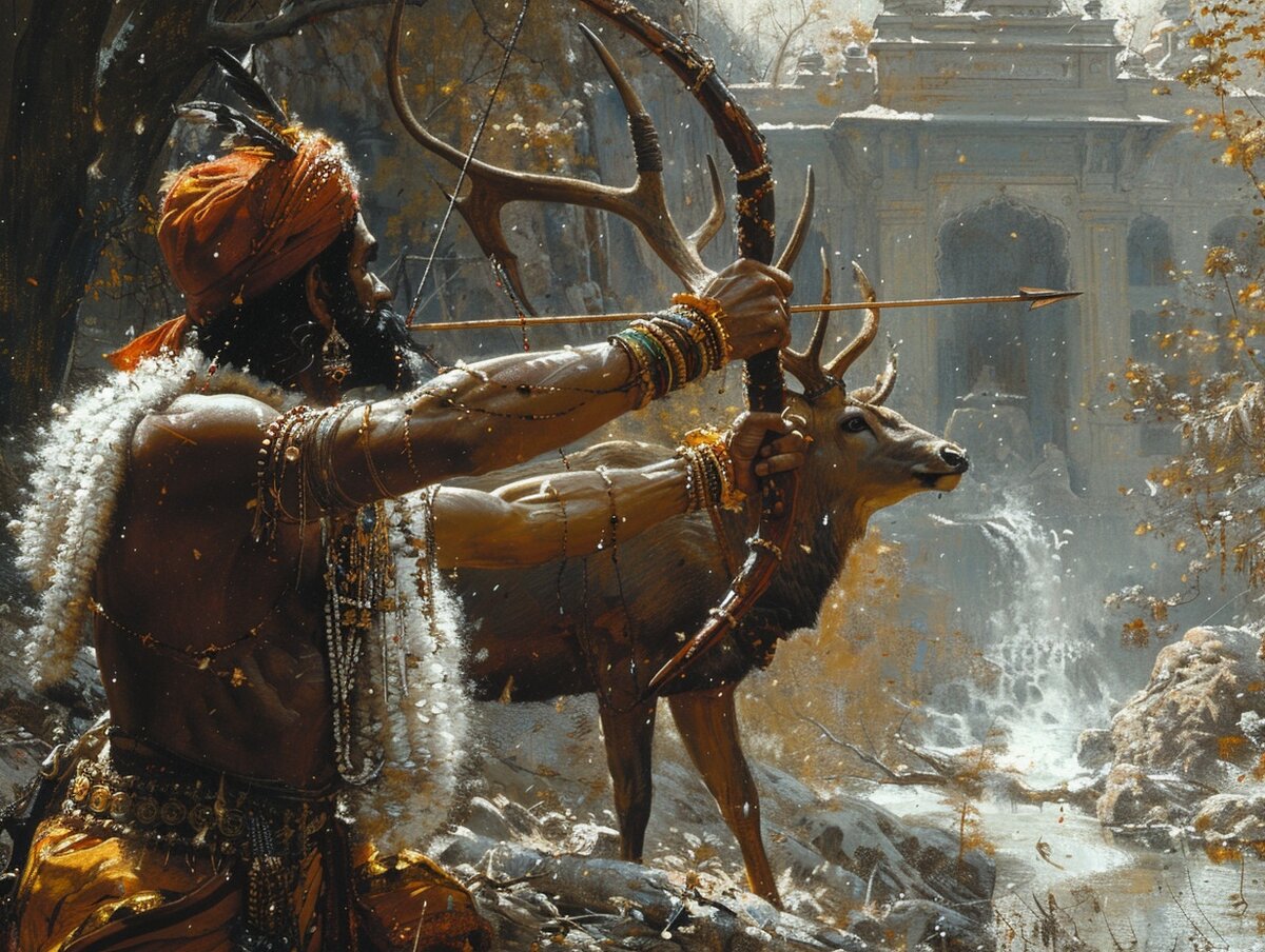 Бимбисара на охоте убил оленя, искавшего убежище в ашраме мудреца.