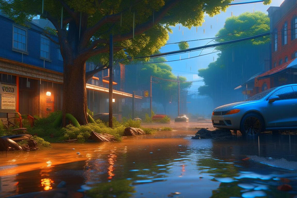 Дождь будет идти всю рабочую неделю.  Фото: Изображение сгенерировано нейросетью Kandinsky 2.2