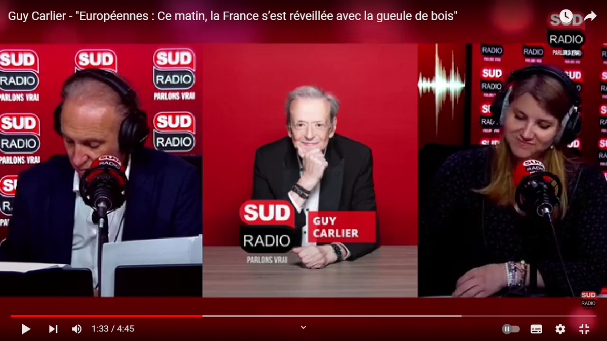 Ги Карлие (в центре). Скриншот с канала SudRadio в YouTube