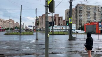 Прогулка по Санкт-Петербургу под небольшим дождем по проспекту Культуры
