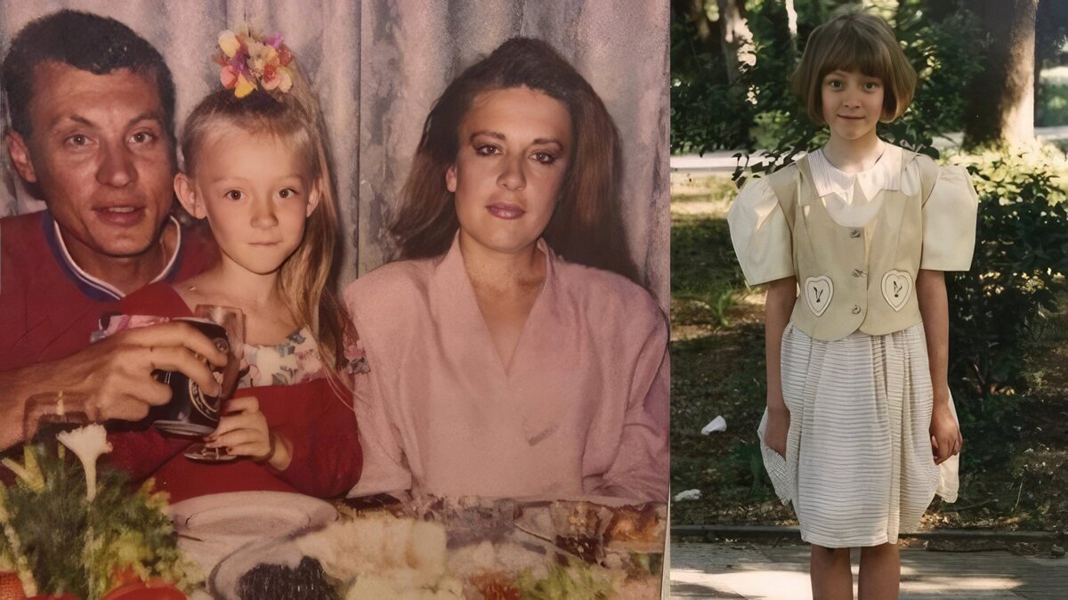    Мария Миногарова в детстве с родителями