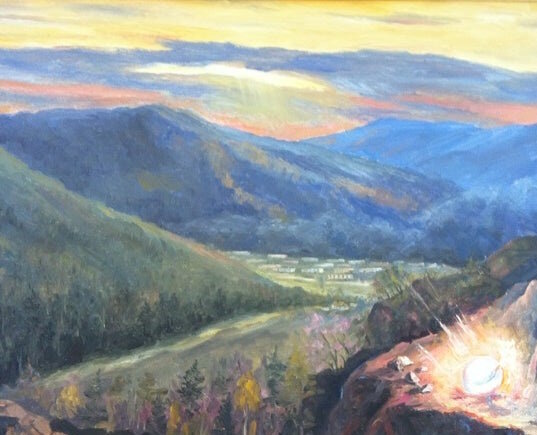 Картина, посвящённая падению НЛО.
Источник фото: https://fastly.4sqi.net/img/general/600x600/JviUvLKqCZHBU3iI9sNOWPy0-LSIYLYGaYllld3lAW0.jpg