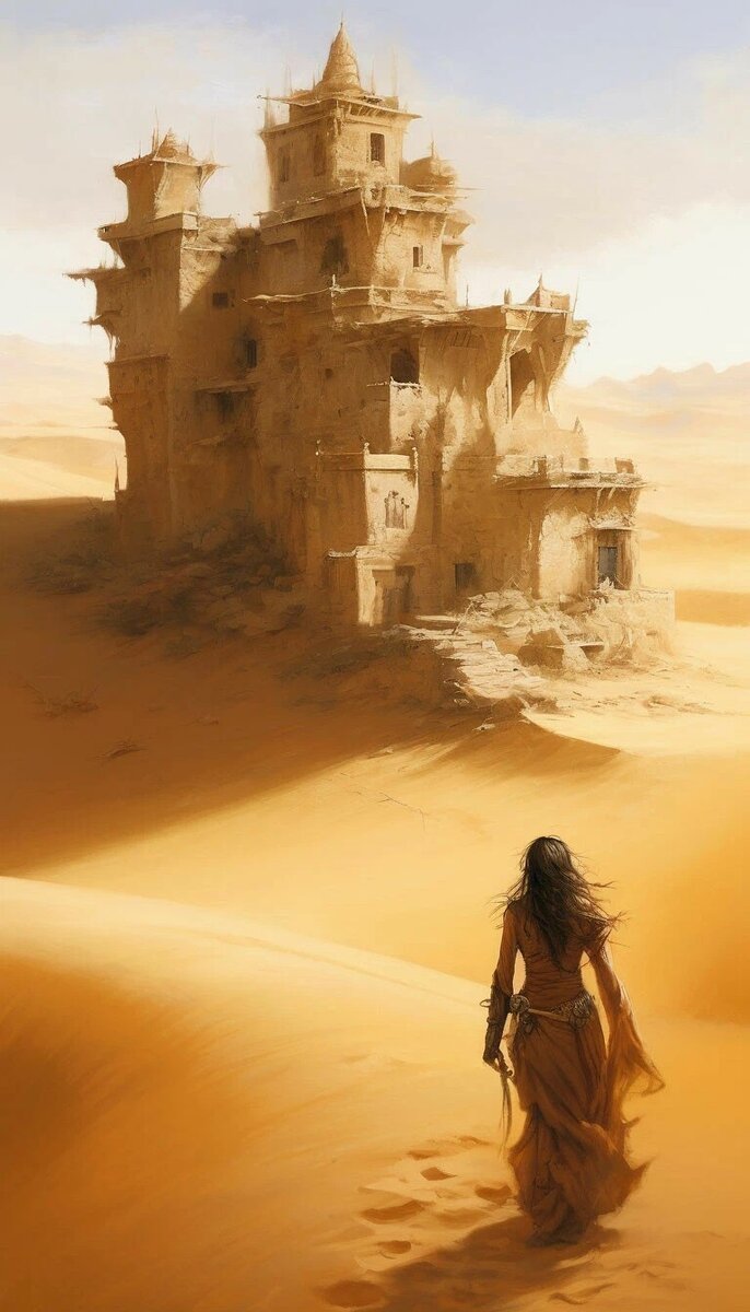 Изображение сгенерировано в нейросети Шедеврум на канале Попутный ветер - замок в пустыне