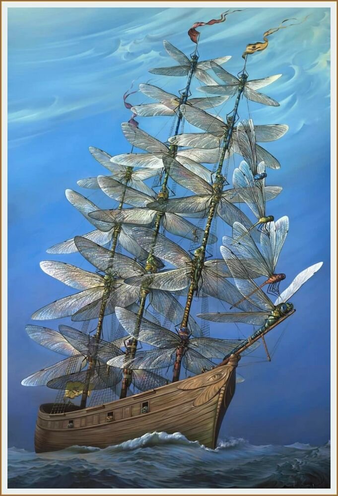 Картина художника ВЛАДИМИРА КУША / Vladimir Kush  под названием "НА ВСЕХ ПАРУСАХ "