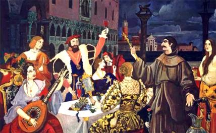 Иллюстрация к пьесе «Пир во время чумы»

В этом году исполнилось 225 лет со дня рождения Александра Сергеевича Пушкина. Как хорошее вино произведения великого поэта с каждым годом становятся все лучше. Мы все больше ими восхищаемся — как художественной формой, так и смыслом. Этим и отличается настоящая классика от сиюминутных литературных ухищрений, которые уходят в небытие в течение нескольких лет.

К разряду особо популярных и часто используемых по разным случаям является выражение «Пир во время чумы». Это даже не строчка из стихов, а название пьесы в стихах А.С. Пушкина, написанной без малого два столетия назад (в 1830 году). Многие писатели, публицисты, журналисты, политики активно употребляли (и продолжают употреблять) этот фразеологизм в своих работах.

Вот, например, известный советский писатель Константин Паустовский (1892−1968 гг.) использовал его в «Повести о жизни» (1956 г.): «Жизнь в Киеве в то время напоминала пир во время чумы. Открылось множество кофеен и ресторанов, где сладостей и еды хватало не больше чем на тридцать посетителей. Но внешне все производило впечатление потрепанного богатства».

Революционер Лев Троцкий (1879−1940): «Великие князья были не последними из участников пира во время чумы» («История русской революции. Февральская революция», 1931).

Известная советская актриса Нонна Мордюкова (1925−2008) в своей книге воспоминаний «Не плачь, казачка»: «Если не собираетесь уехать, волей-неволей пожелайте, чтоб вся ваша жизнь не распалась на клипы, не превратилась в пир во время чумы».

А вот современный писатель Михаил Шишкин в романе-коллаже «Венерин волос» (2002) пишет: «На фронте восторженные дураки жертвуют собой, а умные пытаются отвертеться и сбежать в тыл, где вакханалия и пир во время чумы!»

Примеры можно множить до бесконечности. Даже в повседневной жизни, в быту современный человек достаточно часто по разным случаям прибегает к фразе «пир во время чумы», не задумываясь о пушкинском ее происхождении.

Отечественные политики и общественные деятели, действительно радеющие за судьбы отечества, многие «странности» современной жизни России стали называть «пиром во время чумы». Этот пир начался более трех десятков лет назад, когда рухнул Советский Союз, а возникшая на его развалинах Российская Федерация встала на путь капитализма. Даже жирующие олигархи, олицетворяющие собой участников пира, кожей чувствуют временность своего богатства, а некоторые даже бренность своей жизни.

Дополнительные «странности» обнаружились после начала специальной военной операции на Украине 24 февраля 2022 года. СВО еще более четко обнажило, что нынешний пир в России бессмыслен и опасен, это действительно «пир во время чумы».

Вот лишь один яркий пример. Основатель ЧВК «Вагнер» Евгений Пригожин в прошлом году критически охарактеризовал проведение Петербургского международного экономического форума (ПМЭФ-2023), назвав мероприятие «пиром во время чумы». Вот его слова: «То, что сегодня происходит на петербургском форуме — это называется пир во время чумы. И к экономике это не имеет отношения, это имеет отношение к светскому образу жизни и к тусовкам, которые раньше были в Лондоне. И теперь их не хватает для определенного количества элит».

Давайте освежим в памяти пушкинское произведение. Напомню, что «Пир во время чумы» входит в серию маленьких трагедий А. С. Пушкина, созданных в болдинскую осень 1830 года (она последняя, ей предшествуют три другие: «Скупой рыцарь», «Моцарт и Сальери», «Каменный гость»). Литературоведы, исследовавшие «Маленькие трагедии», отмечают единство этих произведений — композиционное, жанровое и идейно-философское.

В 1830 году Пушкина в Болдине настигла первая в истории России эпидемия холеры (в письмах он называл её чумой), которая и привлекла внимание поэта к этой теме. Некоторые исследователи считают, что, мол, в отличие от трех других трагедий, являющихся оригинальными произведениями русского поэта, «Пир во время чумы» является вольным переводом Александра Сергеевича. А оригиналом называют пьесу шотландского поэта Джона Уилсона (1785−1854) «Чумной город» (The City of the Plague), опубликованную в 1816 году и посвящённую лондонской чуме 1665 года.

Пушкинисты говорят, что Александр Сергеевич специально изучал английский язык для того, чтобы прочитать пьесу Уилсона. Пушкин действительно заимствовал сюжет, причем не всей, а только части пьесы Уилсона. Но эта часть у Пушкина получилась настолько ярче и глубже, чем у шотландца, что большинство пушкинистов считают «Пир во время чумы» оригинальным произведением Александра Сергеевича. И теперь в той же Англии в книжном магазине можно найти пушкинскую трагедию в переводе на английский язык: «A Feast During the Plague».

Некоторые литературоведы считают, что идея с условным названием «пир во время чумы» появилась в художественной литературе даже задолго до Джона Уилсона. В частности, она нашла свое отражение в знаменитом «Декамероне» (собрании новелл, датируется 1352−1354) итальянского писателя Джованни Бокаччо.

«Декамерон» начинается описанием страшной флорентийской чумы 1348 г. Жители Флоренции оказались в «пограничном состоянии» (выражение современных психоаналитиков); Бокаччо показал ту сторону человека, которую в обычной, обыденной жизни никогда не увидишь. Правда, у Бокаччо, открывшего эпоху гуманизма и ренессанса, «пир во время чумы» подается совсем по-другому, чем у Пушкина, представляющего русскую православную культуру (впрочем, это тема отдельного разговора).

Сюжет трагедии «Пир во время чумы» предельно прост: одна сцена, события которой укладываются во время, необходимое для прочтения пьесы. Как сейчас сказали бы, пьеса в «режиме реального времени». Профессиональные литературоведы и театроведы говорят, что в пьесе выдержан классический принцип единства времени, места и действия.

Внимание читателя сосредоточено на тех словах, которые произносят герои пьесы. А действующих лиц немного: Вальсингам (его называют Председателем); участницы пира Мэри и Луиза; молодой человек (с его слов начинается трагедия); священник. Кроме того, время от времени звучат голоса анонимных участников пира.

Во главе пира — Вальсингам, он же Председатель. Он делает все возможное для того, чтобы собравшиеся за столом люди забыли о том, что происходит вокруг. А вокруг бушует чума, которая каждый день забирает все новые и новые жизни. Вот она забрала и жизнь одного из участников застолья (которое, как можно понять, длится не один день). Молодой человек предлагает Председателю и всем участникам застолья поднять бокалы в память ушедшего из жизни Джаксона. Но при этом он призывает всех не печалиться, а радоваться:

Но много нас еще живых, и нам // Причины нет печалиться. Итак, // Я предлагаю выпить в его память // С веселым звоном рюмок, с восклицаньем, // Как будто б был он жив.

Участники пира пытаются забыться, хотя это у них не очень получается. Некоторые находятся на грани нервно-психического срыва. Мэри поет песню, но вопреки ее желанию, она получается грустной. Луиза очень эмоционально протестует против такой песни, но сама не выдерживает, падая в обморок.

Молодой человек призывает Вальсингама спеть такую песню, которая бы развеяла мрачное настроение, созданное женщинами:

Ты, Вальсингам: для пресеченья споров // И следствий женских обмороков спой // Нам песню, вольную, живую песню, // Не грустию шотландской вдохновенну, // А буйную, вакхическую песнь, // Рожденную за чашею кипящей.

И далее Председатель поет песню, которую он называет гимном в честь чумы. Кончается «Гимн Чуме» такими словами:

Итак, — хвала тебе, Чума, // Нам не страшна могилы тьма, // Нас не смутит твое призванье! // Бокалы пеним дружно мы // И девы-розы пьем дыханье, — // Быть может… полное Чумы!

И тут на сцене появляется священник. Он обращается к участникам пира, требуя прекратить это богохульство, разврат и беснование.

Мысль священника предельно проста: вместо того, чтобы молитвой и слезами провожать умерших и молиться об уже погребенных, вы пьянствует и тешитесь песнями разврата; вы и себя этой вакханалией не спасаете, и над ушедшими из жизни ругаетесь.

Священник заклинает пирующих прекратить кощунственное застолье и разойтись по домам:

Я заклинаю вас святою кровью // Спасителя, распятого за нас: // Прервите пир чудовищный, когда // Желаете вы встретить в небесах // Утраченных возлюбленные души. // Ступайте по своим домам!

Вальсингам вступает в спор со священником. Мол, юность любит радость и веселье, а дома, куда призывает вернуться священник, все мрачно. Священник напоминает Вальсингаму, что ещё три недели назад он плакал над могилой своей матери. Председатель просит священника удалиться. Одни из последних слов его:

Старик, иди же с миром; // Но проклят будь, кто за тобой пойдет!

Последние слова на сцене произносит священник: «Спаси тебя господь! // Прости, мой сын».

Текст трагедии очень глубокий. Мало кто из пушкиноведов не комментировал его. Некоторые затрагивали уровень психологии человека, другие — уровень социальных отношений, но большинство — уровень метафизический, или религиозный. Вот, например, слова Председателя, адресованные священнику: «Но проклят будь, кто за тобой пойдет!». Ведь их можно трактовать как проклятие тем, кто посмеет пойти за Богом.

Известный литературовед Михаил Дунаев (1945−2008) прямо говорит об этих словах: «Неприкрытый сатанизм». Кстати, интересно его толкование «Гимна Чуме», который облечен в красивые поэтические формы, но который Дунаев называет «прельстительной ложью»: «Этот совершенный шедевр способен прельстить и увлечь своей поэтической мощью, гармонией стиха. Существует ли равное ему превознесение человеческой самости, гуманистического идеала, сопряжённого с мыслью о «бессмертии» человека, его величии перед лицом грозящего уничтожением рока? Но проще бы сказать: это облечённое в прелестную поэтическую форму само-упоение гордыней человеческой.

«Гимн Чуме» есть та вершина, к которой устремлялась романтическая абсолютизация свободы «могучего человеческого духа» — уже многие годы перед тем. Пушкин сумел её достичь. Но он уже и одолел к тому времени этот романтический соблазн. Он создаёт шедевр, чтобы тем непреложнее опровергнуть прельстительную ложь". (Дунаев М.М. Православие и русская литература. В 6-ти частях. Ч. I — II. - М., Христианская литература. 2001).

Примечательные авторские ремарки Пушкина в начале и в конце трагедии. Начальная ремарка: «Улица. Накрытый стол. Несколько пирующих мужчин и женщин». Пиршество происходит на улице, вне дома. Председатель Вальсингам так объясняет эту бездомность: «…Дома // У нас печальны — // юность любит радость».

В христианстве и русской культуре «дом», «домостроительство», «домострой» — ключевые понятия. Дом символизирует семью, общество, государство, Церковь. Дом может созидаться, а может разрушаться. В доме можно жить, а можно его покинуть. Пребывание героев трагедии вне дома равнозначно, на уровне символа, пребыванию вне семьи, вне государства, вне Бога. Следовательно — вне спасения.

Вспомним евангельскую притчу о блудном сыне. Он ведь покинул Отчий дом. И жизнь его по началу также пребыла в пирах и веселье. Но это состояние ложной радости длилось недолго. Через некоторое время его жизнь превратилась в сущий ад. Но он одумался, и с покаянным чувством вернулся в Отчий дом. Где он и обрел спасение.

А вот концовка трагедии, слова от автора: «Уходит [священник]. Пир продолжается. Председатель остается, погруженный в глубокую задумчивость». Думаю, что серьезное чтение трагедии также заставит любого нашего современника войти в состояние глубокой задумчивости. Читайте и задумывайтесь! Возвращайтесь в Отчий дом!

Подробнее:
https://ruskline.ru/opp/2024/06/10/pir_vo_vremya_chumy_pushkin_kak_budto_videl_den_segodnyashnii