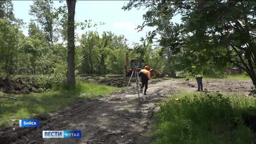 В Бийске на месте осушённого болота благоустраивают сквер