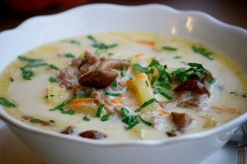 Рецепт Сырный суп с грибами