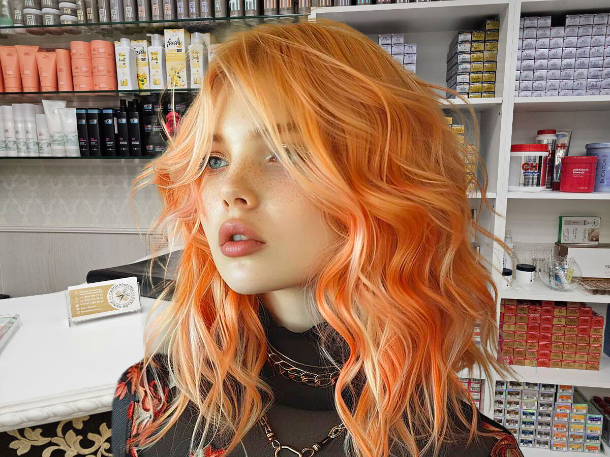 Окрашивание волос в персиковый цвет 