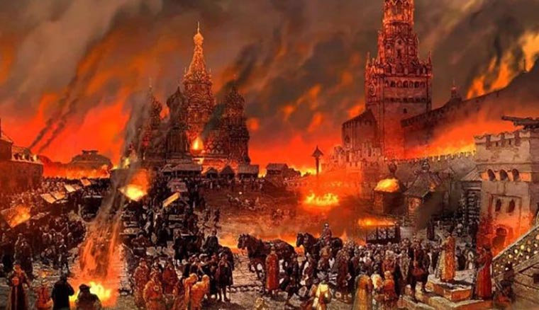 Картина "Московский пожар 1547 года при Иване Грозном". Вероятно он отразился в Библии как сгоревший Содом.