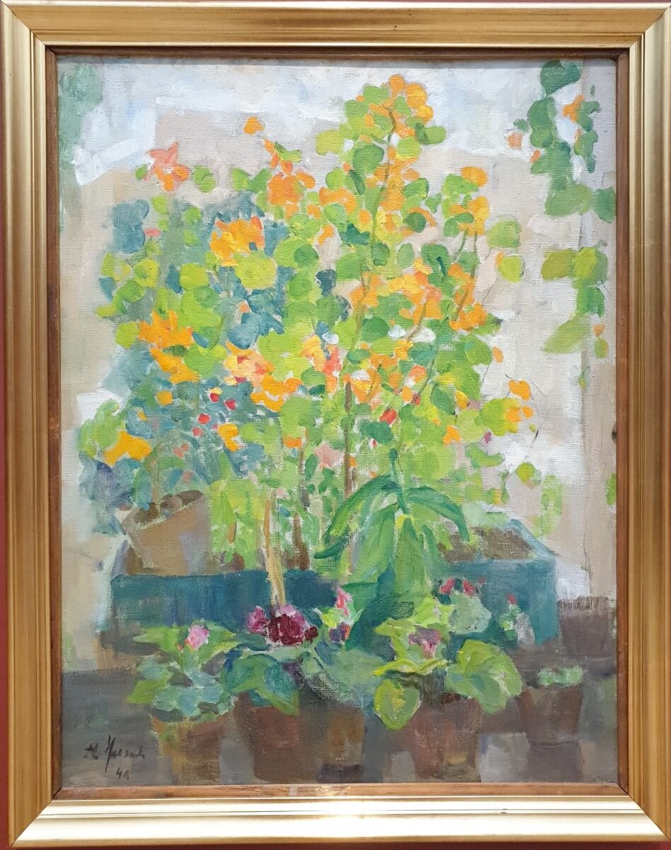 Цветы (окно в комнате художника) 1946 холст, масло