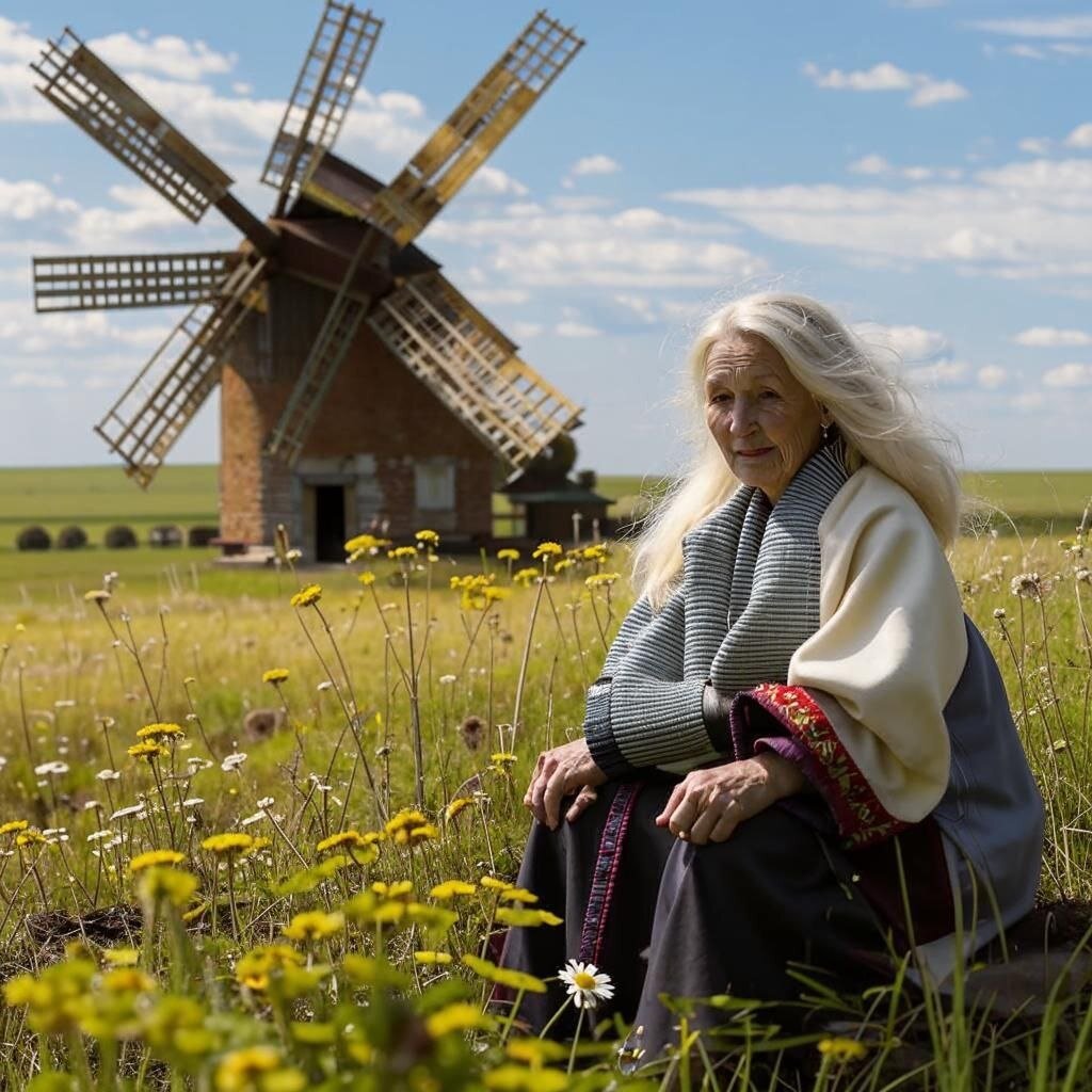 По запросу нейросеть Кандинский увидела так Знахарку из моего рассказа))